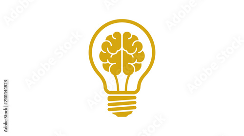 Cuadro en lienzo Golden Creative Brainstorming Light Bulb Icon Representing Innovation and Intell