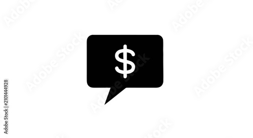 Schilderij op canvas The dollar sign appears prominently in a black speech bubble on white