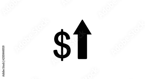 The dollar sign symbol with an upward arrow indicates increasing finance values.