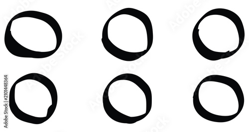 Tableau sur toile Bold and black freestyle doodle circle icons on white page