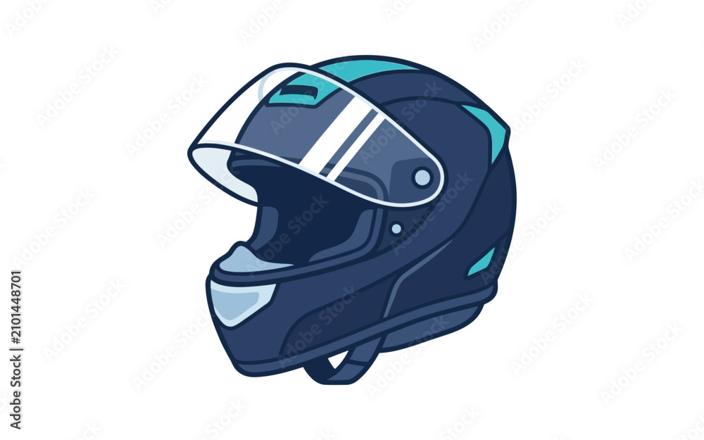 Fototapeta premium Motorcycle Helmet Flat Vector Illustration