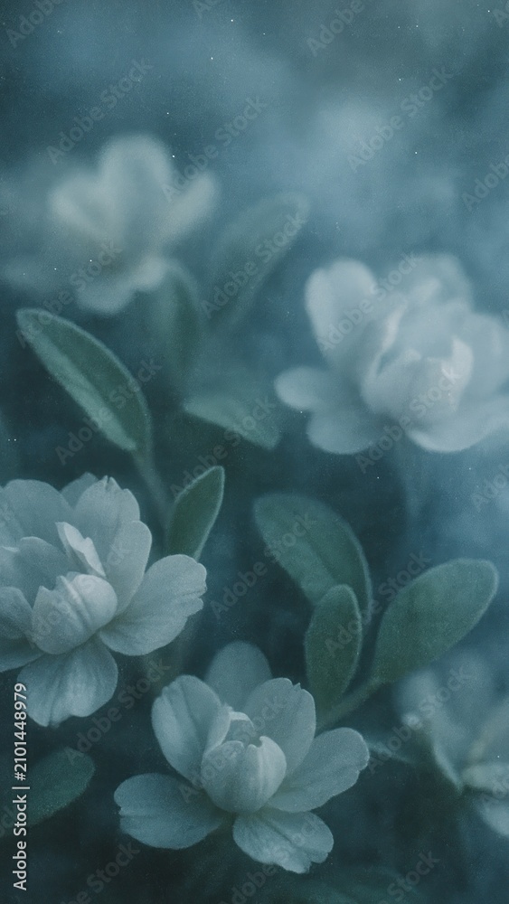 Obraz premium Ethereal flowers in mist mobile wallpaper