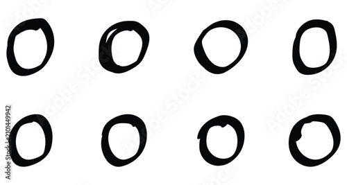 Quadro su tela Bold and black freestyle doodle circle icons on white page