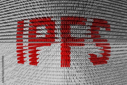 IPFS binary code 3d illustration