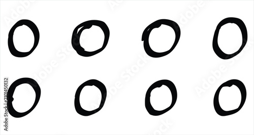 Tableau sur toile Bold and black freestyle doodle circle icons on white page