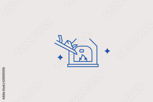 Bild auf Leinwand Smelting furnace with metal scrap line icon for foundry