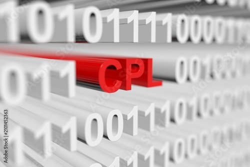 CPL binary code blurred 3d illustration