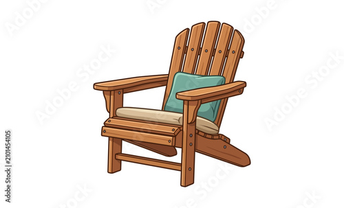 Cartoon Adirondack Chair with Cushions Vector Illustration