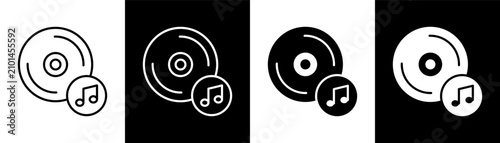 CD white and black icon set design