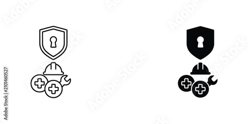 Document and mobile device icon set in outline and solid black style