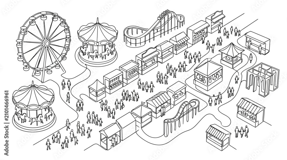 Fototapeta premium Detailed Line Drawing Of Various Transportation Vehicles Illustration. EPS Editable. Vector Illustrations.