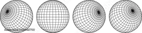 Photos Three dimensional wireframe spheres with latitude longitude grid abstract vector