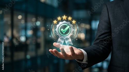 Enterprise Trust Building Strategy Featuring Premium Quality Certification and Verified Business Excellence Recognition Concept