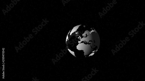 Rotating Earth globe in outer space with stars seamless animation