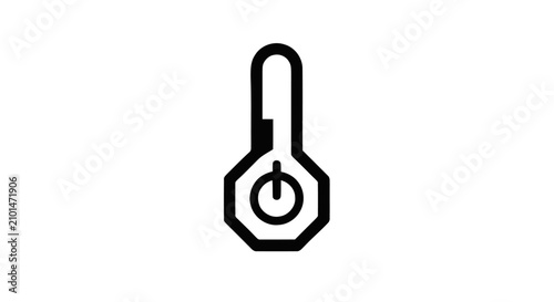 Cuadro en lienzo Black and white icon of a thermometer with a power button symbol representing cl