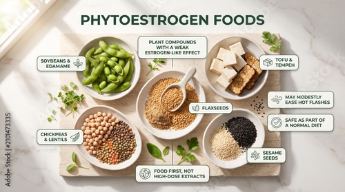 Phytoestrogen foods for menopause infographic
