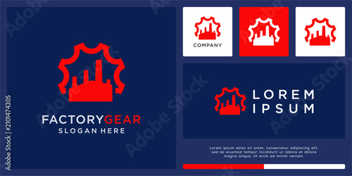 Factory gear logo design template