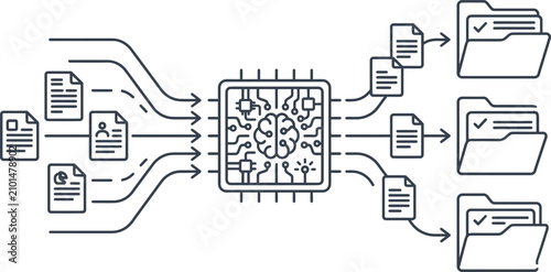 AI Document Classification and Automatic Digital File Sorting Vector