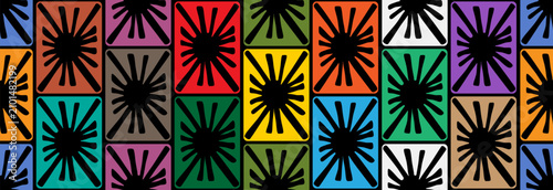 Abstract seamless pattern with sun rays, vector illustration.
