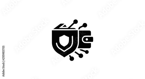 Digital Wallet Security Shield Icon Representing Secure Financial Transactions and Cryptocurrency Protection for Online Banking Platforms