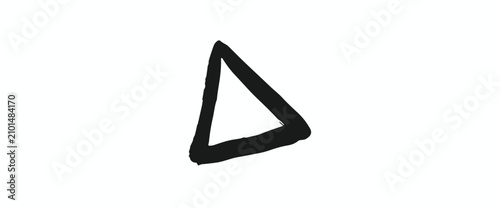 Принти на полотні Hand-drawn black ink triangle outline with rough, textured brushstroke edges on