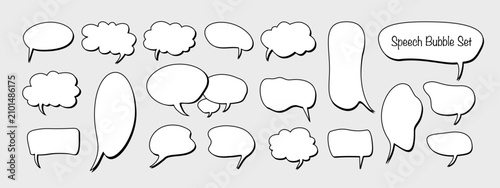 Speech bubble text box set. Message shape speech bubble vector illustration. For chat, message, banner, template, sticker, logo, business, marketing,comic, cartoon,web, online,ad