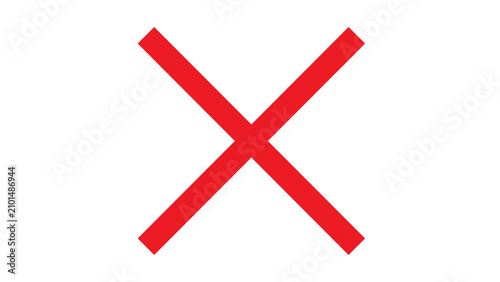 Tableau sur toile Red thick x cross symbol for alert or warning with negative interface forbidden