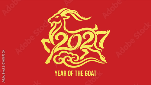year of the goat zodiac 2027 happy chinese new year lunar china modern logo vector design 30