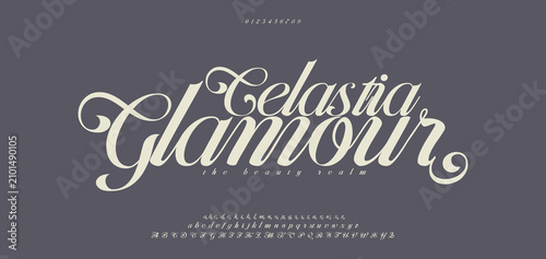 Foto Celastia Glamour, Luxury wedding alphabet letters font with tails