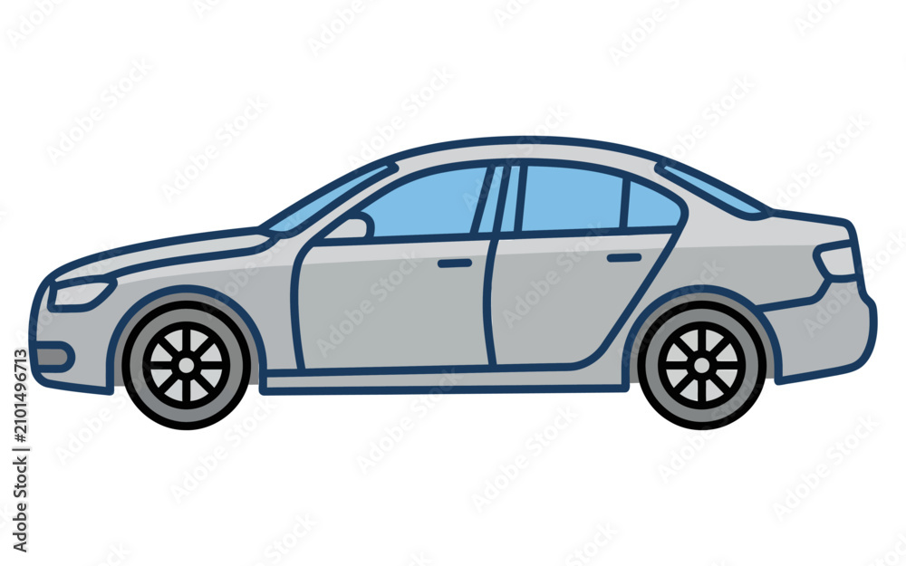 Fototapeta premium Flat Design Grey Sedan Car Vector Icon
