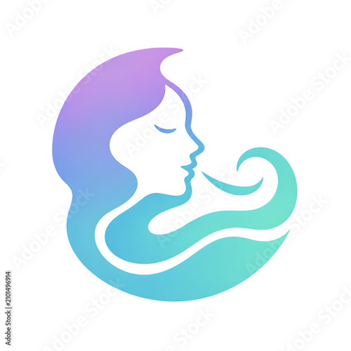 Serene Woman Breathing Mental Wellness Icon
