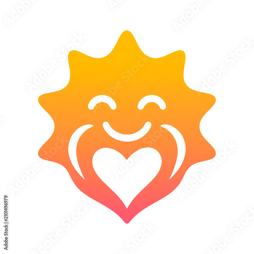 Smiling Sun with Heart Mental Wellness Icon