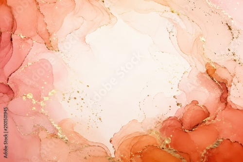 Abstract fluid art with pink and gold color palette