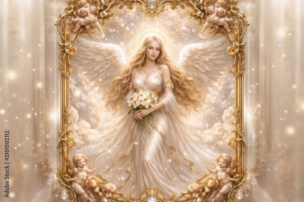 Obraz premium Ethereal angelic beauty in frame.