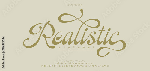 Konstfotografi Realistic, Luxury wedding alphabet letters font with tails