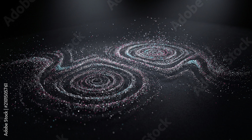 Concentric mineral dust formations creating abstract resonance patterns inspired by vibration, wave motion, and acoustic visualization.