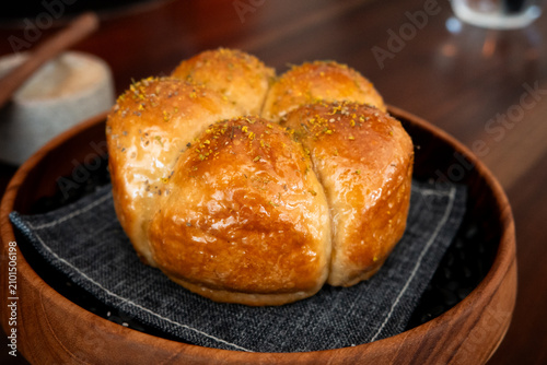 Soft freshly baked brioche bread.
