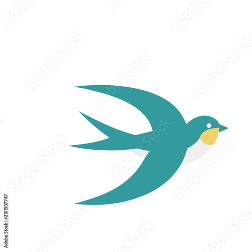 Teal bird with yellow throat flying