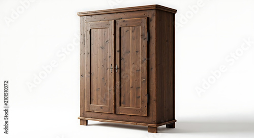 Rustic wooden wardrobe cabinet with double doors, home furniture piece