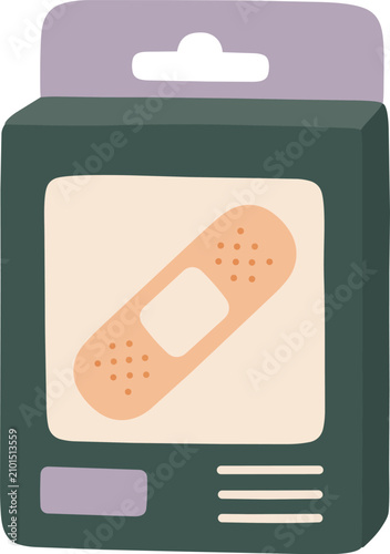 Obraz na plátně Box of adhesive bandages with a plaster image on the front, isolated on a white background