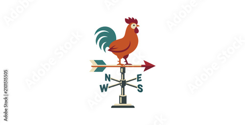 Fotografie Rooster Weather Vane Retro Vector Illustration