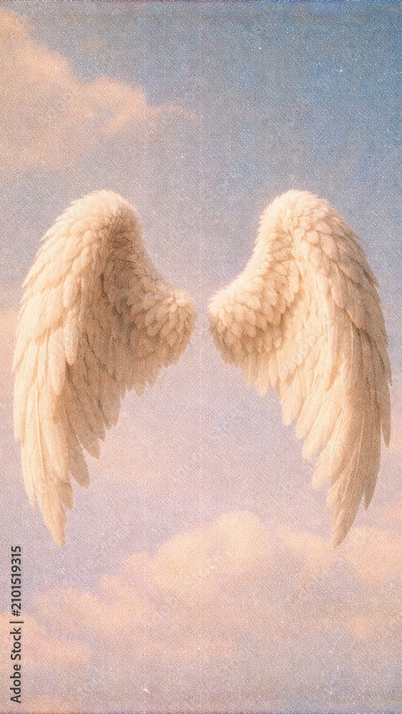 Fototapeta premium Ethereal angel wings skyward mobile wallpaper