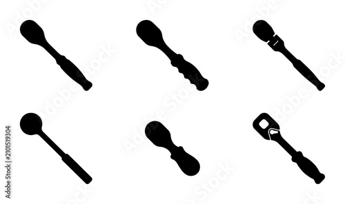 Fotografía Ratchet Wrench Silhouettes, Mechanic Tool Icons, Hand Tool Vector Set, Industria