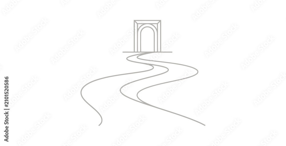 Fototapeta premium Minimalist Open Door and Winding Path Vector Icon