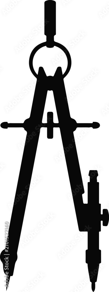 Foto Geometric drawing compass, drafting tool, engineering instrument, precision equi