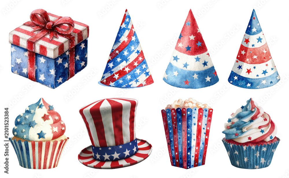Obraz premium PNG Patriotic themed party decorations on transparent background