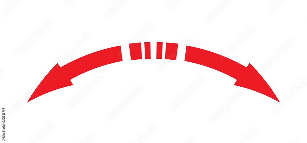 Obraz premium Curved Double Arrow Banner, Modern Bidirectional Direction Symbol Isolated on Transparent Background for Infographics, UI, Web and Graphic Design
