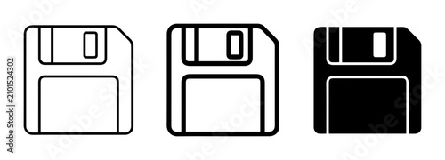 Floppy Disk Icons, Save Symbol Vector Graphics, Retro Data Storage