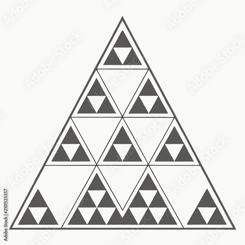 Tableau sur toile Black and white triangular pattern with smaller triangles inside larger ones tho