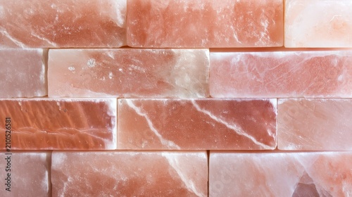 Pink Himalayan Salt Brick Wall Natural Mineral Texture Background